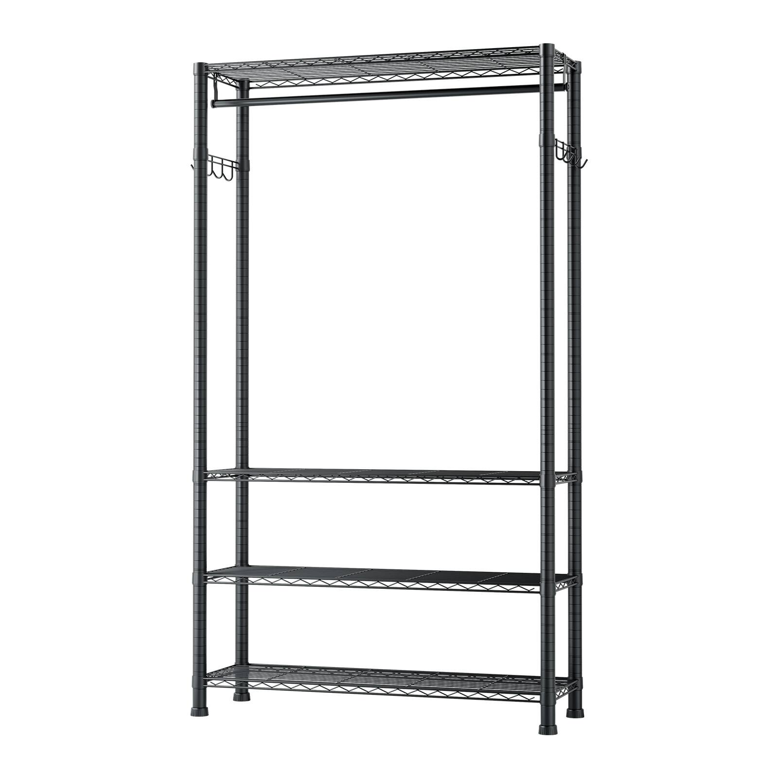 Alt View 5. VEVOR - Clothing Garment Rack, Heavy Duty Clothing Garment Rack, 4 Adjustable Tiers Clothing Racks with Carbon Steel - Black.