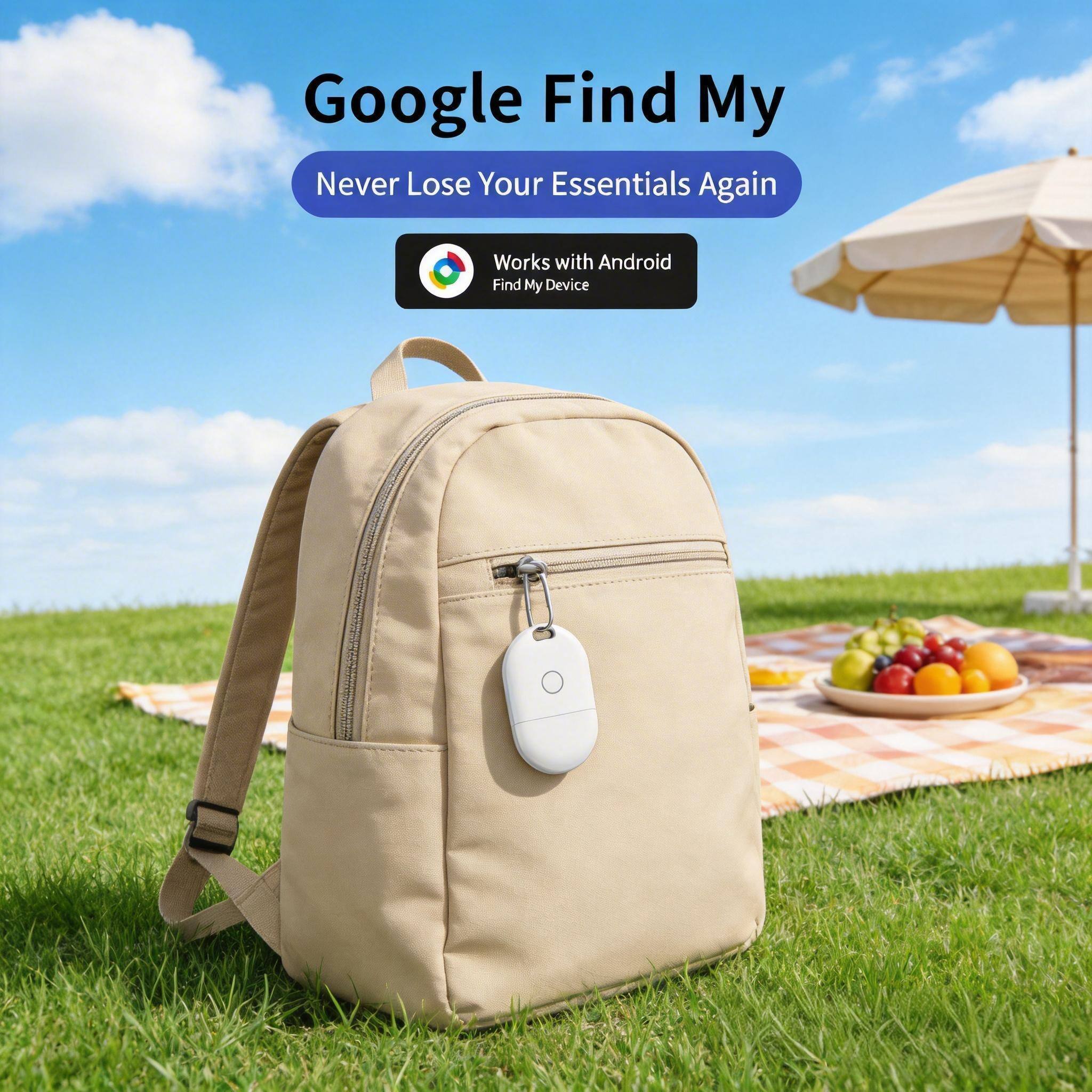 Google Find My  
Never Lose Your Essentials Again  
Works with Android Find My Device