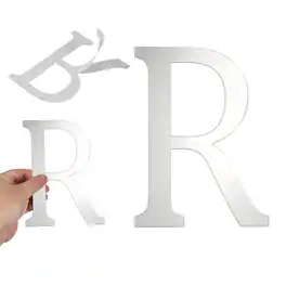 Unique Bargains - 3D Alphabet Mirror Wall Sticker, 8" Acrylic Letter R Self-Adhesive Home Decor for Living Room, Bedroom - Silver