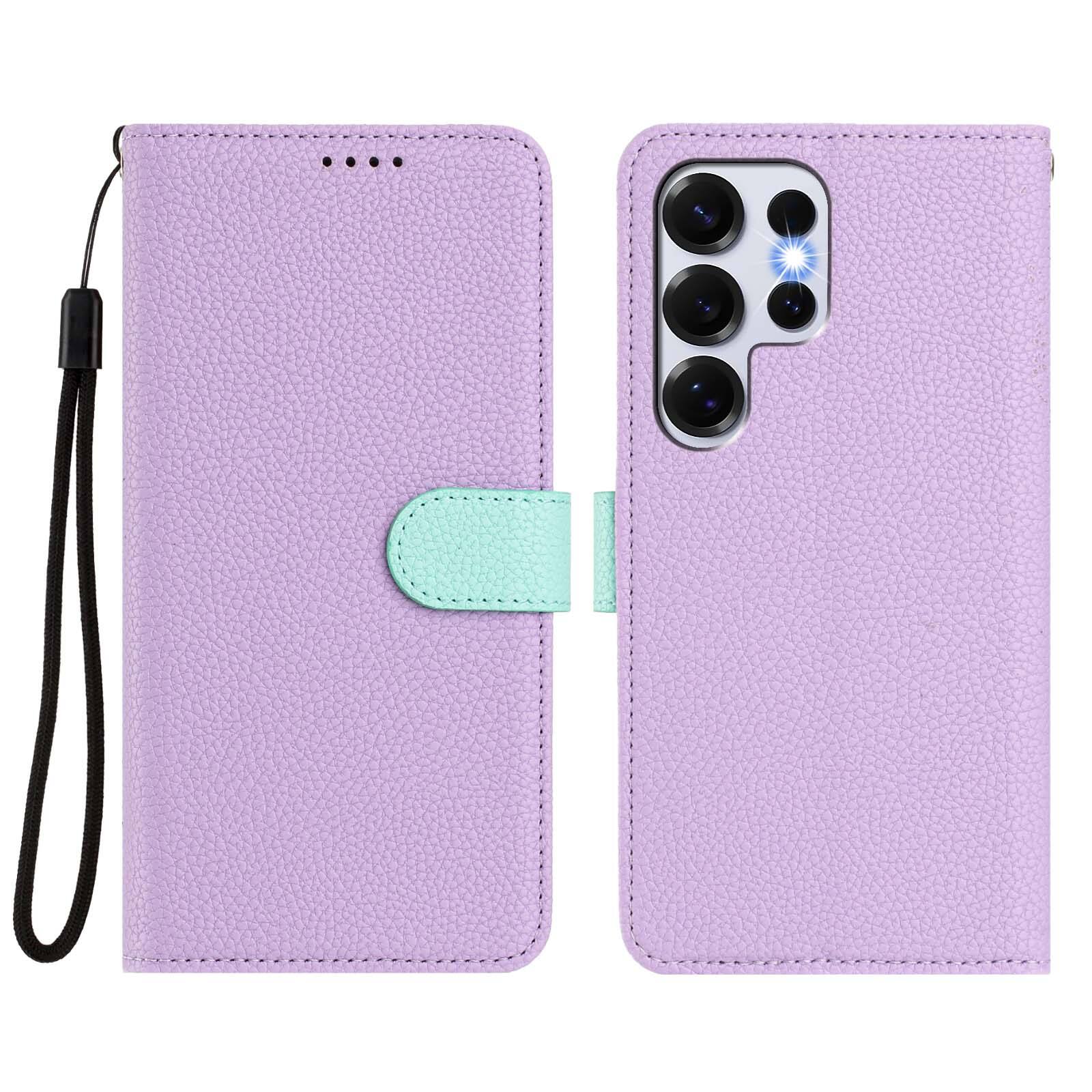 Alt View 3. Dteck - Magnetic Detachable 2-in-1 Wallet Case for Samsung Galaxy S25 Ultra,PU Leather Flip Cover with Card Slots & Wrist Strap - Purple.