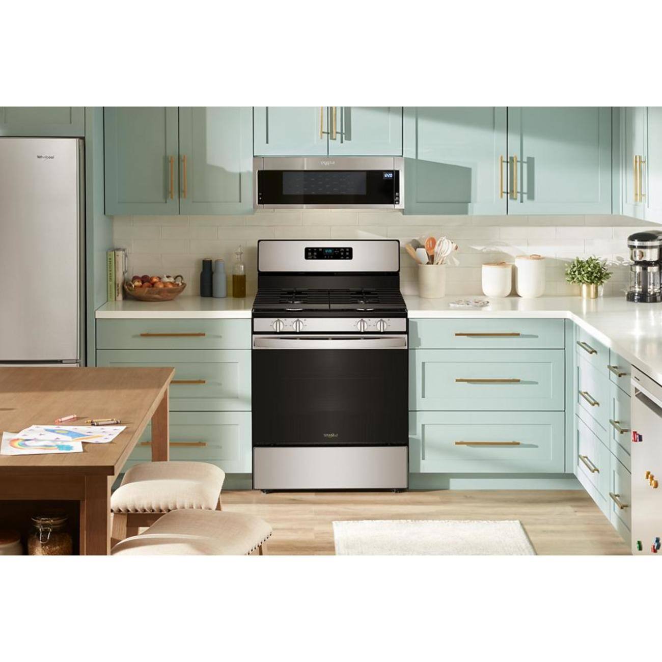 Alt View 2. Whirlpool - Whirlpool - 30-inch Gas Range with Crispy Mode and Dishwasher Safe Grates - Stainless Steel.