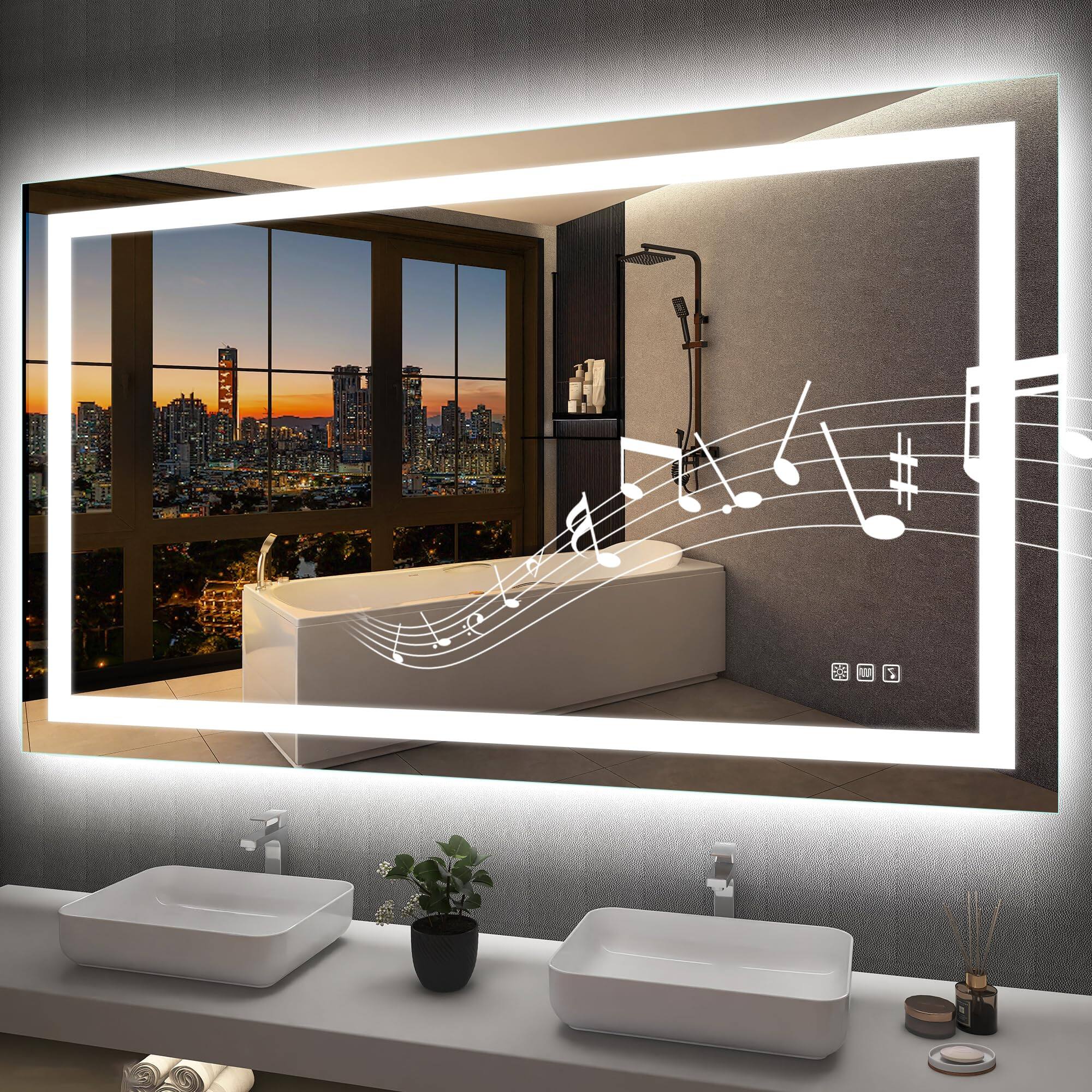 Earthley Blooms Sbagno 28x40 Led bathroom mirror with bluetooth ...