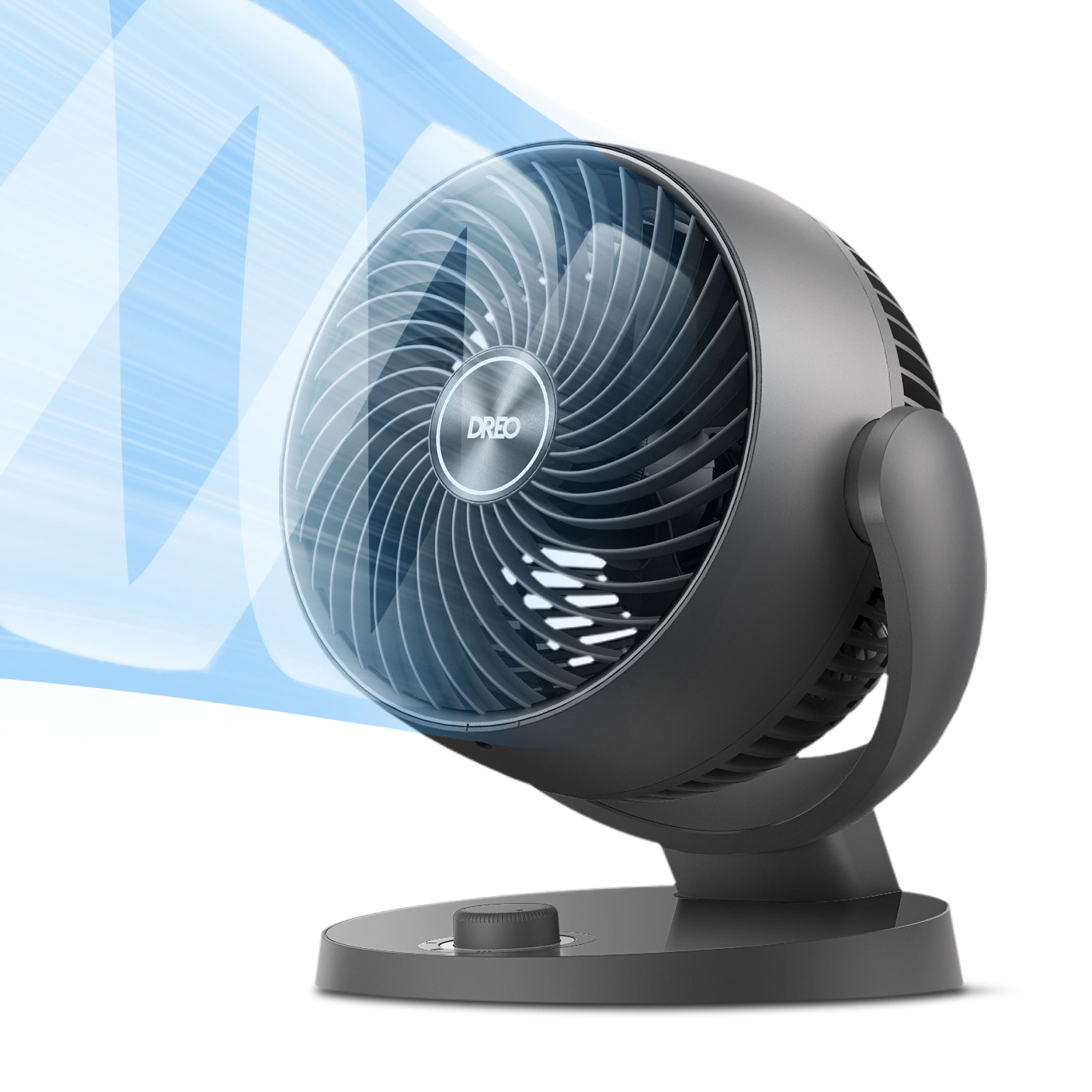Angle. Dreo - 70ft Powerful Airflow, 28db Quiet Table Air Circulator Fans for Whole Room, 120° Adjustable Tilt, 3 Speeds, CF409 - Grey.