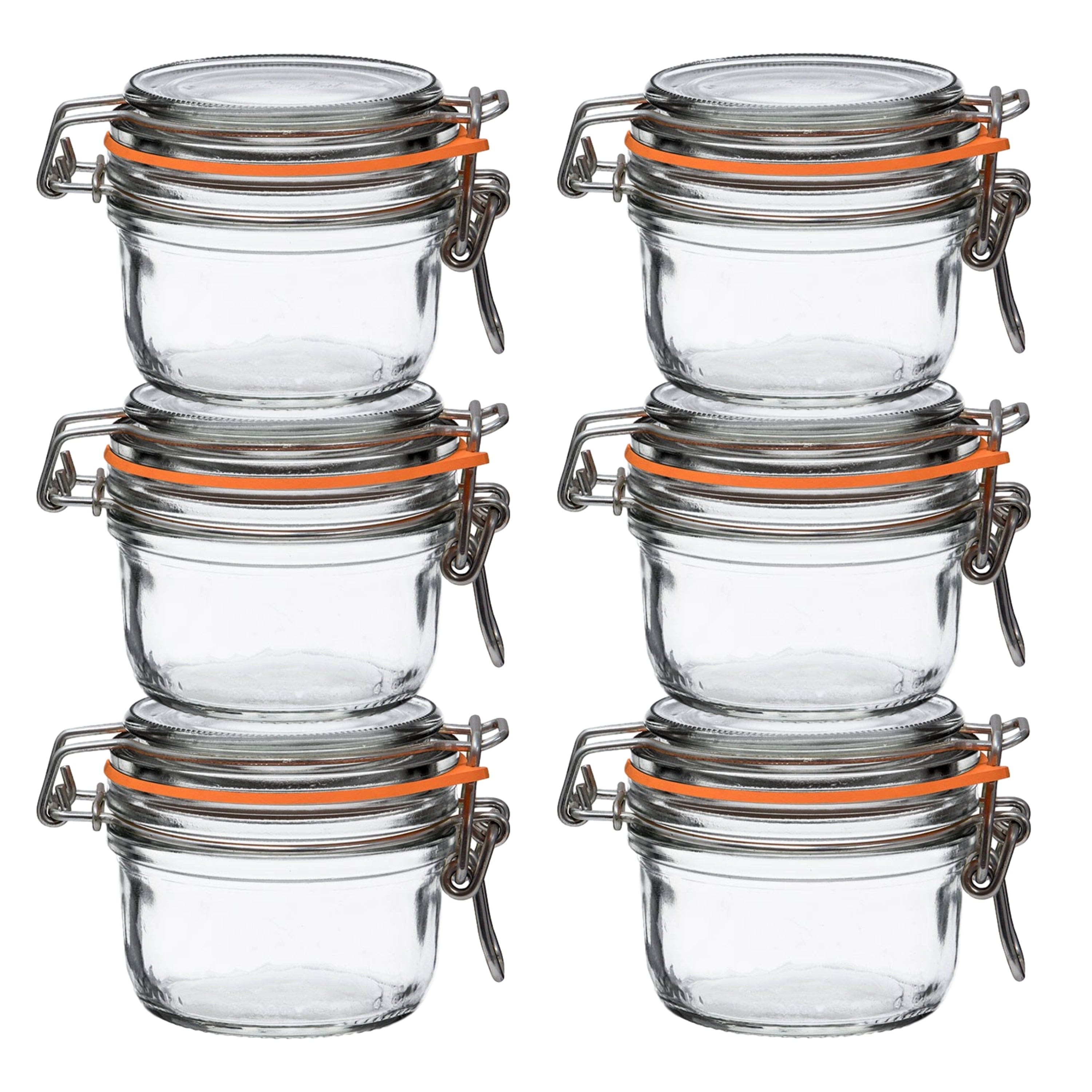 Le Parfait - Super Terrine - 125ml French Glass Canning Jar w/Straight Body, Airtight Rubber Seal & Glass Lid, 4oz (Pack of 6)