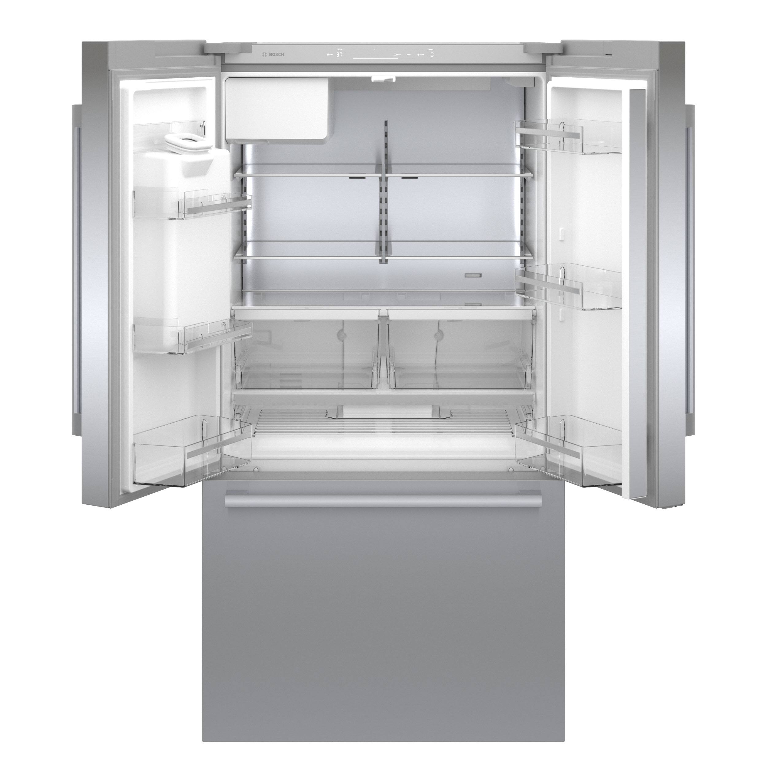 Alt View 3. Bosch - 500 Series 21 Cu. Ft. Bottom-Freezer French Door Counter-Depth Smart Refrigerator with External Water and Ice - Stainless Steel.