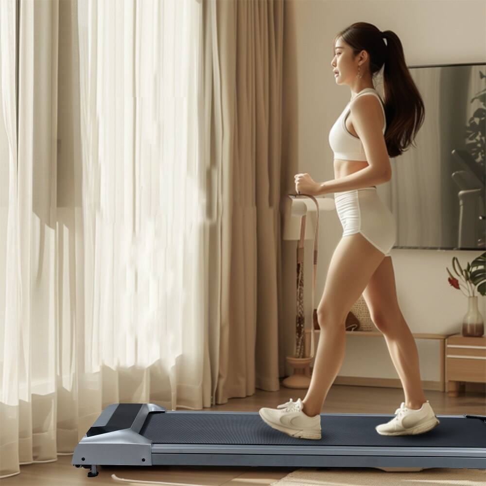 Angle. Loheer - Loheer 2.5HP Under Desk Treadmill, Portable Walking Pad for Home & Office, Compact Running Machine with Remote, Silver - Silver.