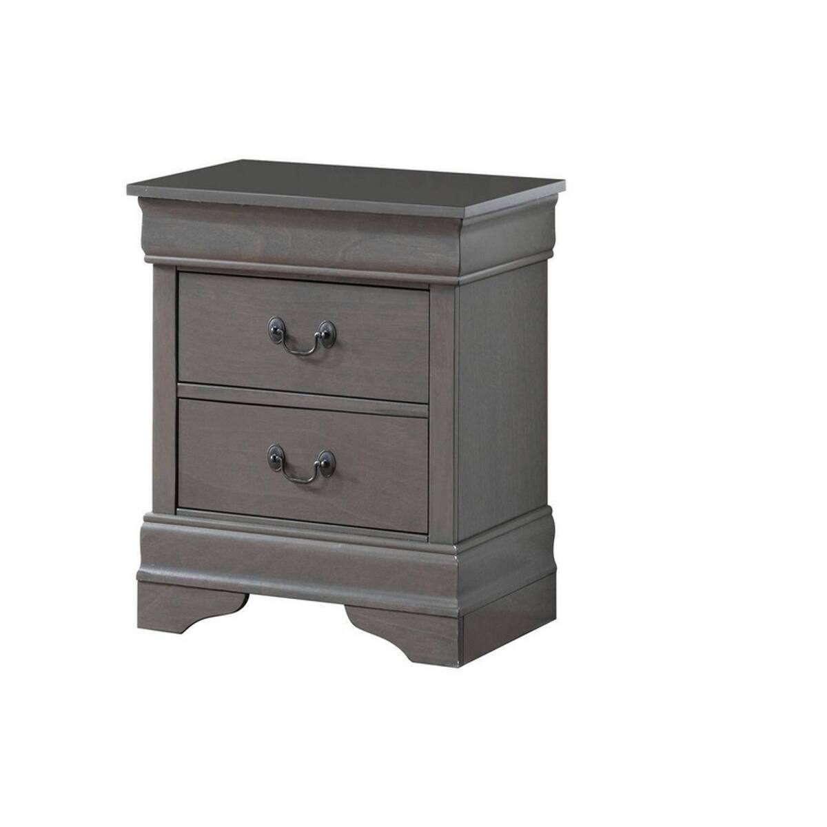 Alt View 1. Loheer - Loheer Gray Solid Wood Nightstand, Two Drawer Bedside Table for Bedroom Storage - Gray.