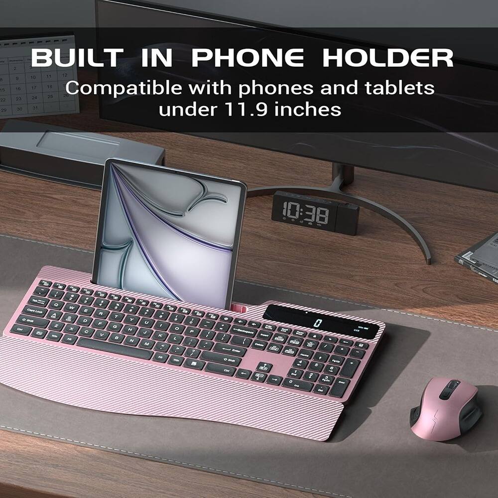 BUILT IN PHONE HOLDER
Compatible with phones and tablets under 11.9 inches