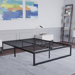 Emma + Oliver - 14" Metal Platform Bed with Steel Slat Support and 12.5" of Underbed Storage - No Box Spring or Foundation Required - Black