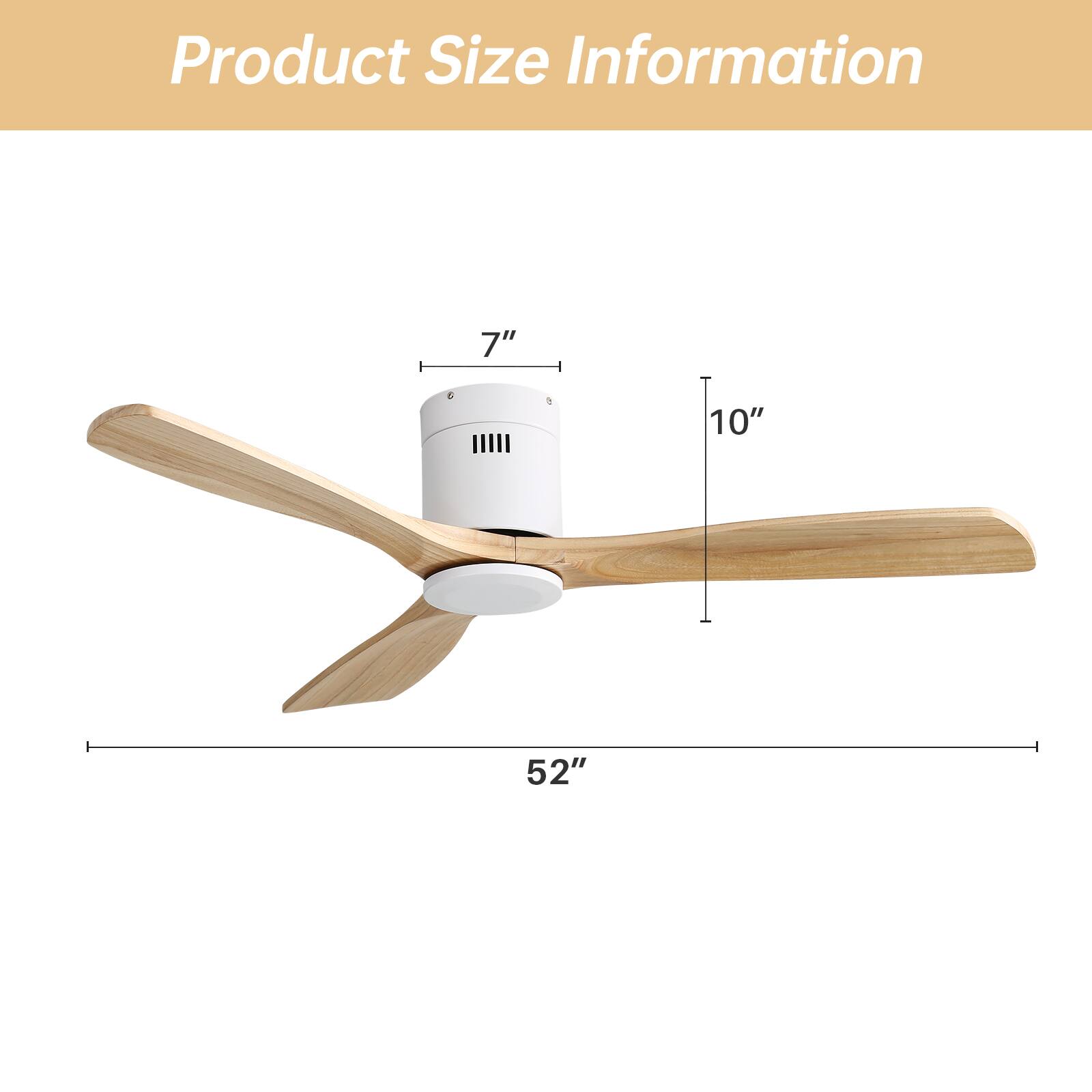 Product Size Information

- Blade Length: 52"
- Blade Diameter: 10"
- Motor Housing Height: 7"