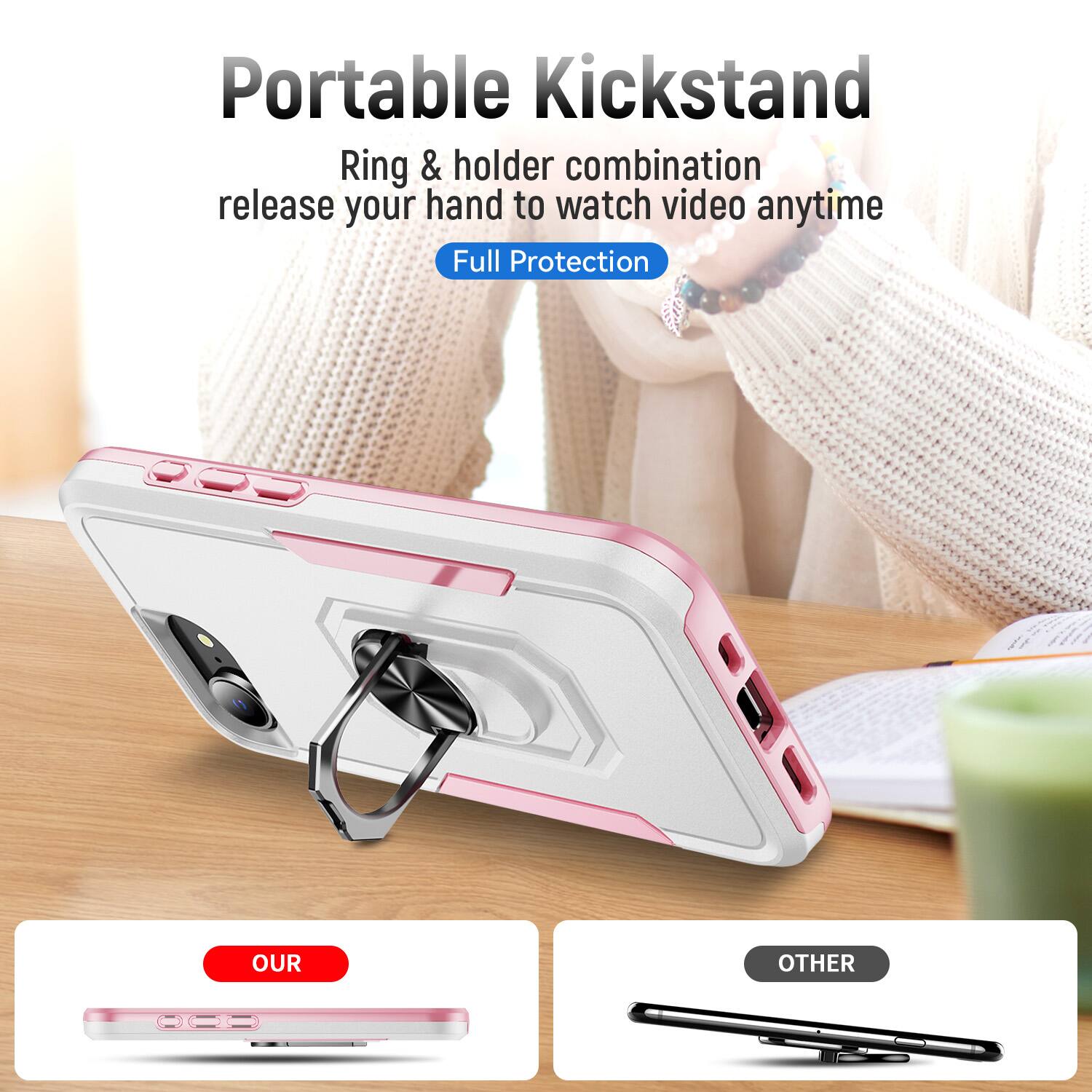 Portable Kickstand  
Ring & holder combination release your hand to watch video anytime  
Full Protection  

OUR  
OTHER