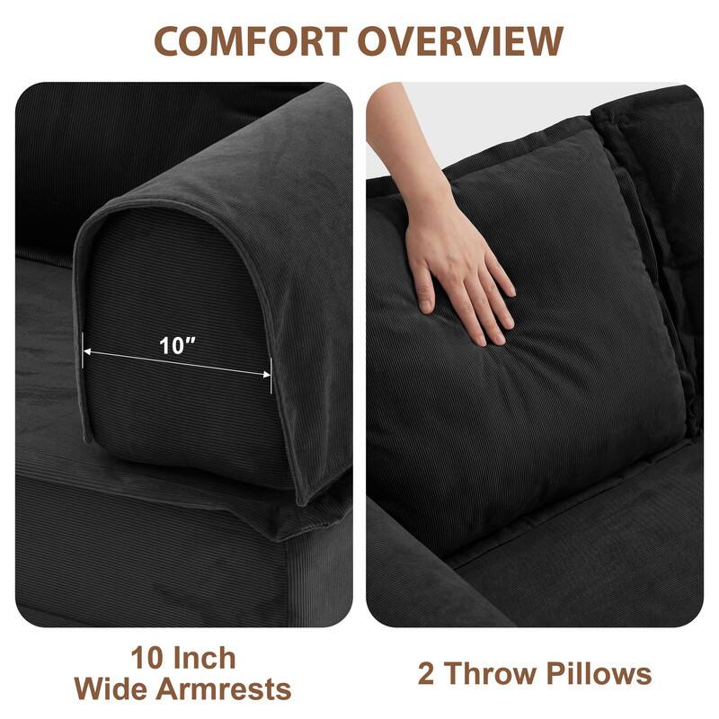 COMFORT OVERVIEW

10" 10 Inch Wide Armrests

2 Throw Pillows