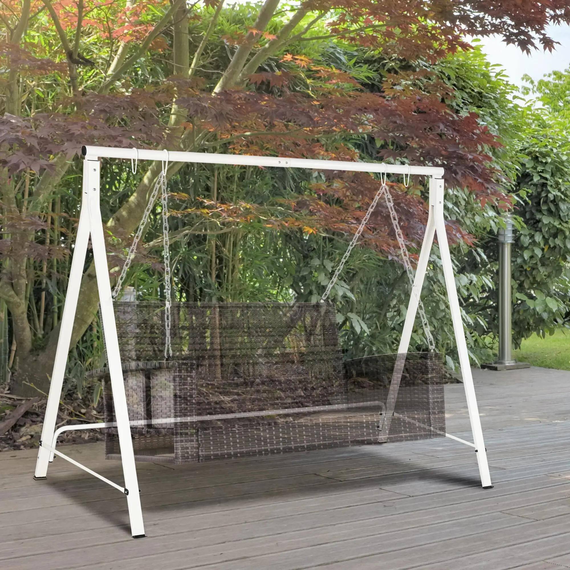 Left. Resenkos - Resenkos Heavy Duty Swing Frame, Metal Porch Swing Stand, 528 lbs Capacity, Perfect for Backyard, Patio, Lawn, White.