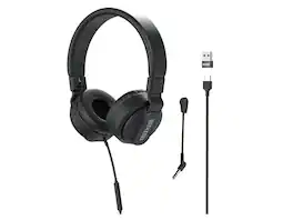 Maxell - Wired Headphones with Detachable Mic & Volume Control, Reversible, USB-C Compatible - Black