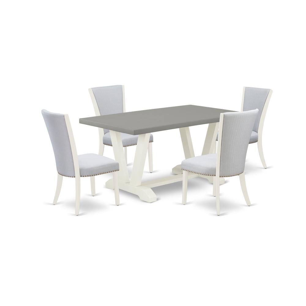 Left. East West Furniture - East West Furniture 5-Pc Dining Set Includes 4 Mid Century Modern Chairs with Upholstered Seat and Stylish - Multi-Color.