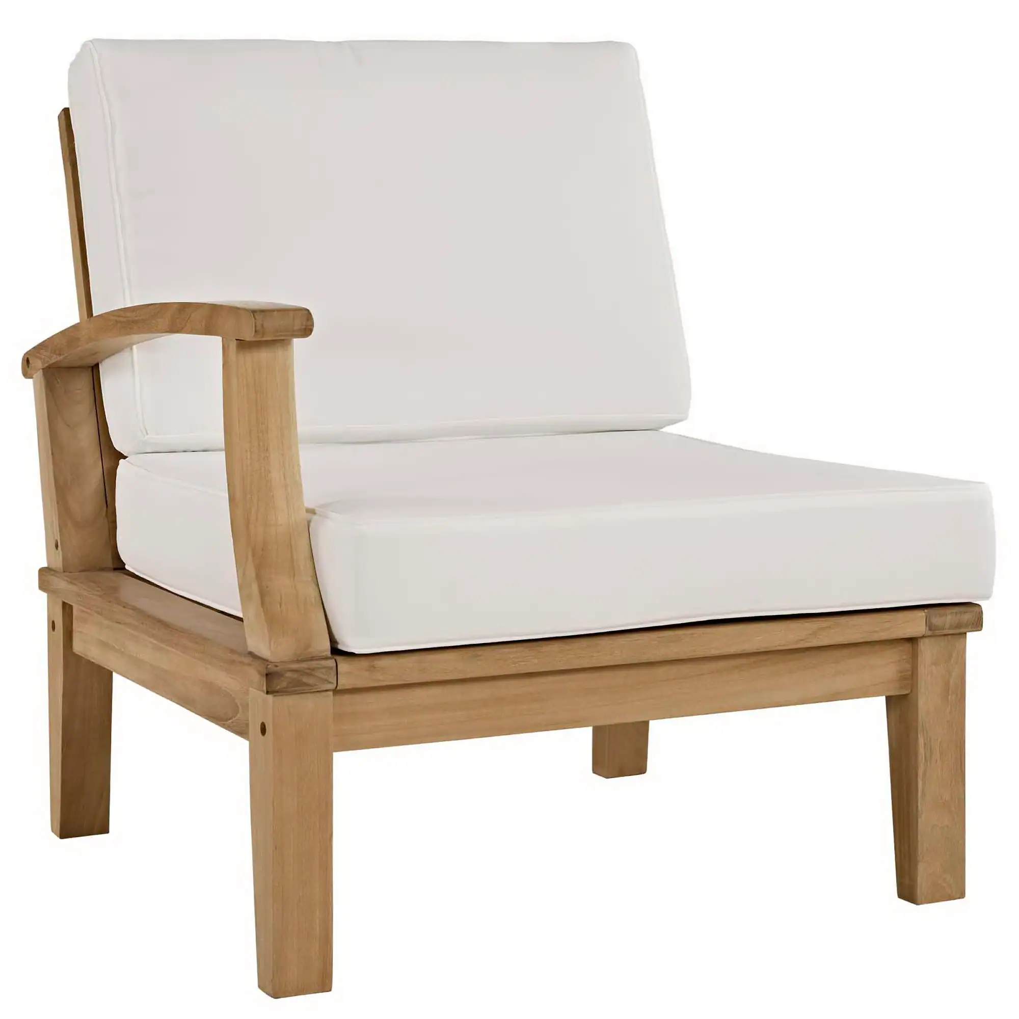 Angle. Modway - Marina Outdoor Patio Teak Left-Facing Sofa by Modway - Natural White.