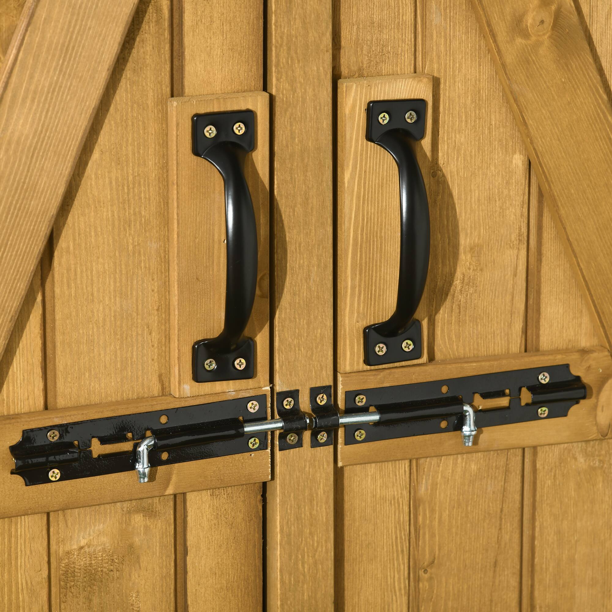 Alt View 7. Outsunny - Outdoor Storage Cabinet Wooden Garden Shed Utility Tool Organizer with Waterproof Asphalt Rood, Lockable Doors.