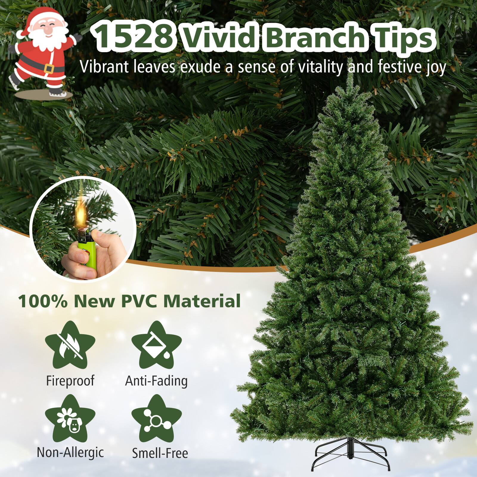 1528 Vivid Branch Tips  
Vibrant leaves exude a sense of vitality and festive joy  

100% New PVC Material  
- Fireproof  
- Anti-Fading  
- Non-Allergic  
- Smell-Free