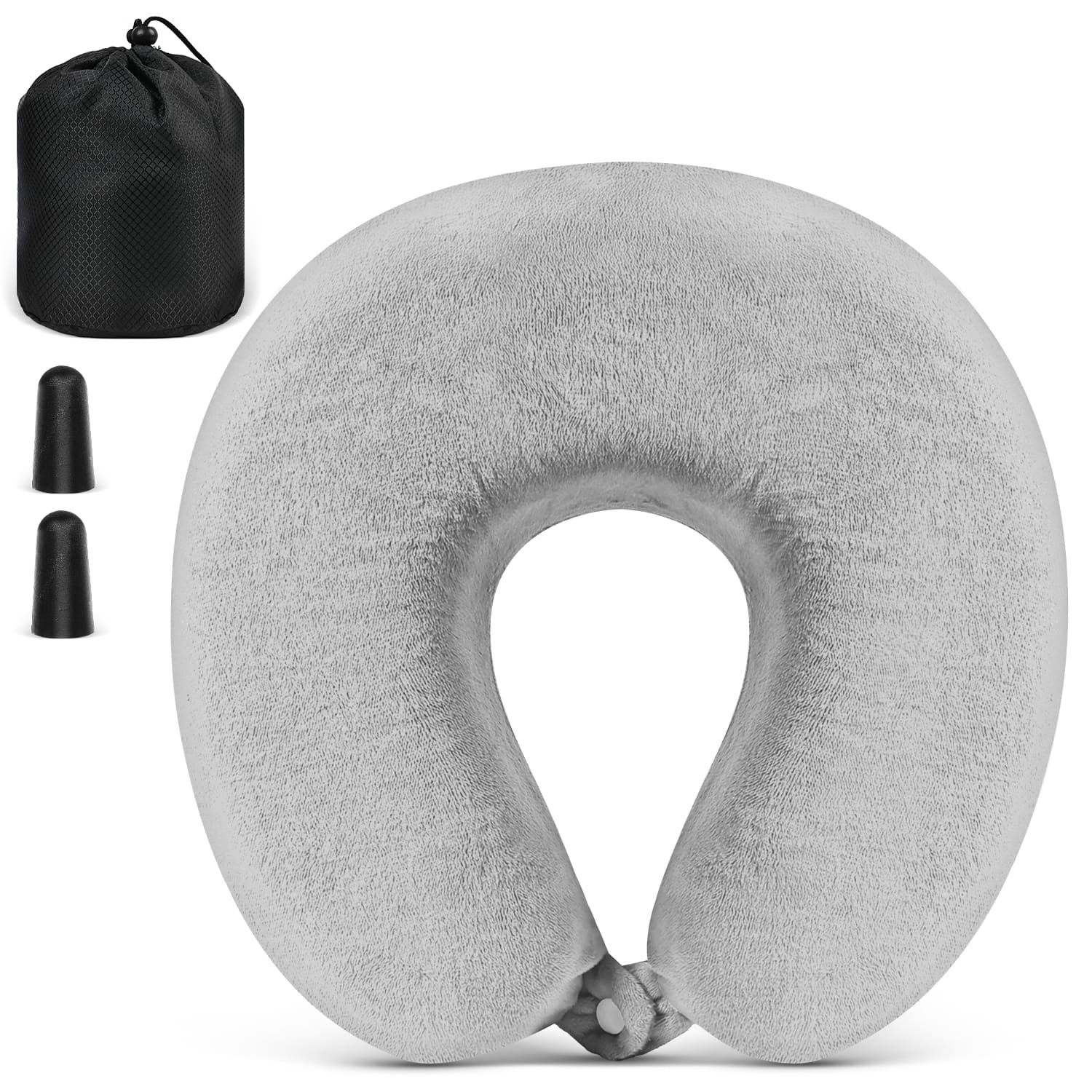 Fosmon - Kids Travel Pillow, Kids Neck Pillows for Travel, Memory Foam Travel Pillow for Kids, Washable Travel Neck Pillow - Gray