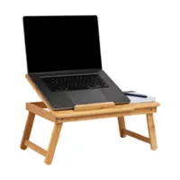 Mind Reader - Lap Desk Laptop Stand, Bed Tray, Dorm Room, Folding Legs, Rayon From Bamboo - Brown - Front_Zoom