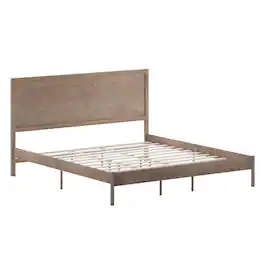 Flash Furniture - Asher King Size Solid Wood Platform Bed with Wooden Slats and Headboard, No Box Spring Needed, Light Brown - Brown