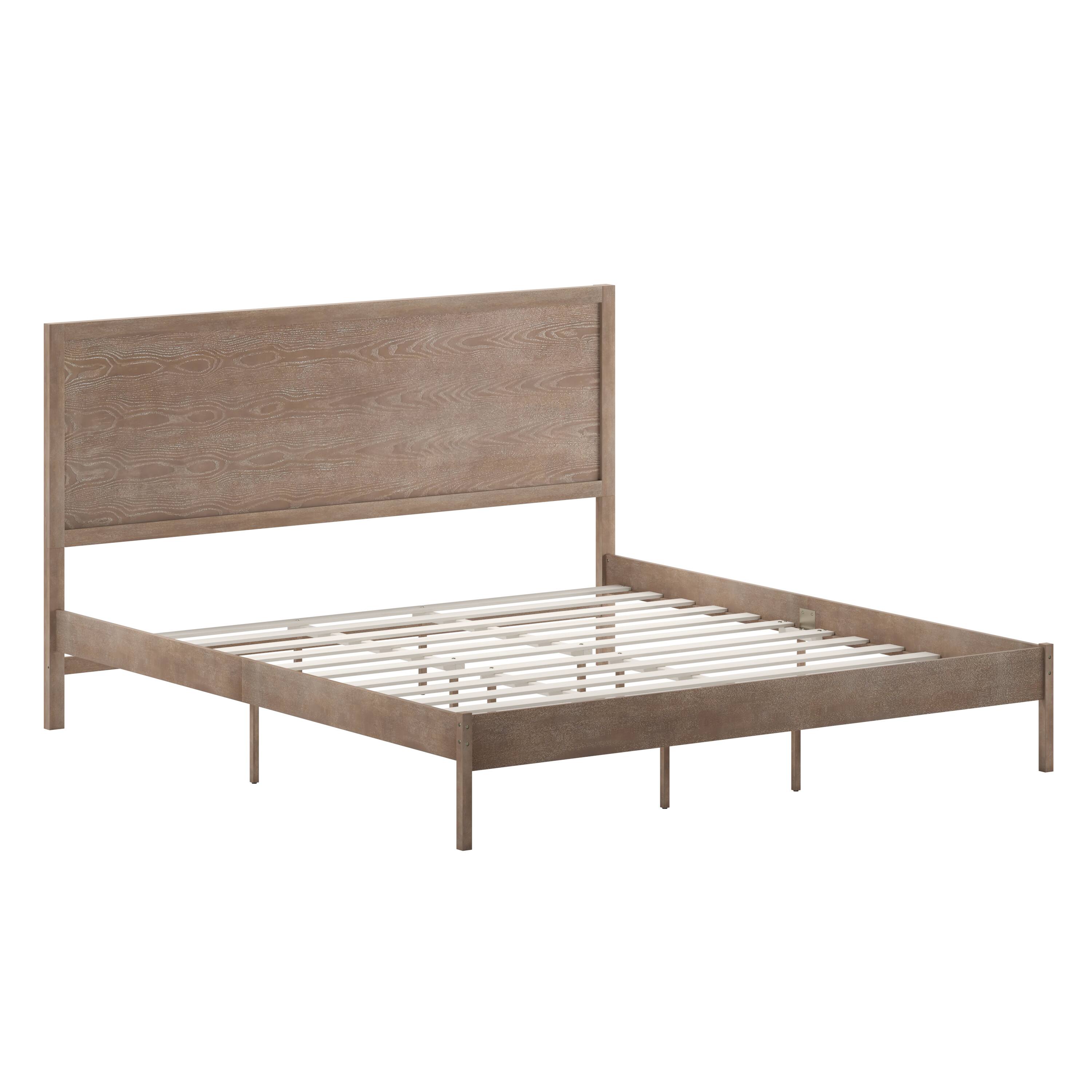 Alt View 1. Emma + Oliver - Ashton Classic Wooden Platform Bed with Headboard - Light Brown.