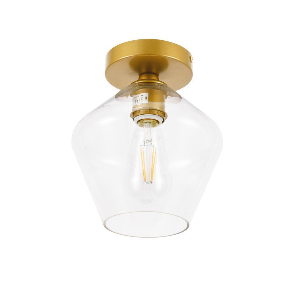 Alt View 3. Living District - Gene 1 light Brass and Clear glass Flush mount - Brass And Clear Glass.
