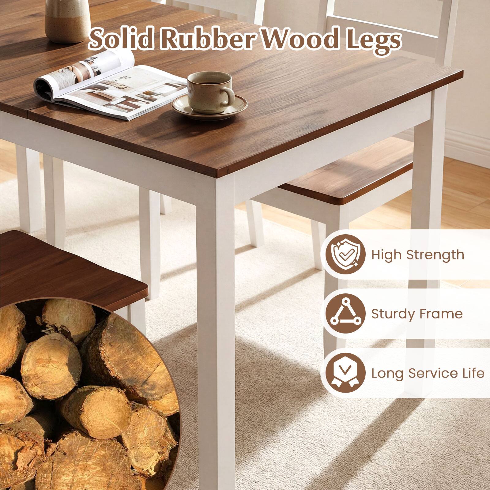 Solid Rubber Wood Legs

- High Strength
- Sturdy Frame
- Long Service Life