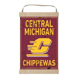 Jardine - Cent. Michigan Chippewas 12'' x 20'' Faux Rust Banner Sign - Maroon