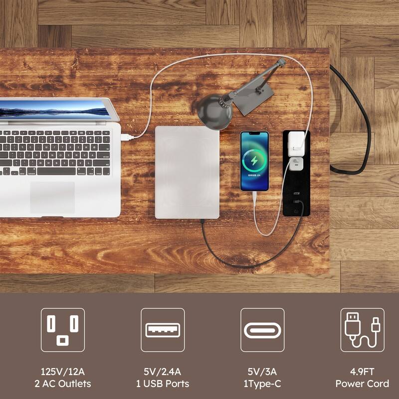 - . - - - . . . 4 - . - - - . a - 1 - - - - . :  - . - + + + - -  -  - - . . - . - d d -.- - 125V/12A 2 AC Outlets 5V/2.4A 1 USB Ports 5V/3A 1Type-C 4.9FT Power Cord