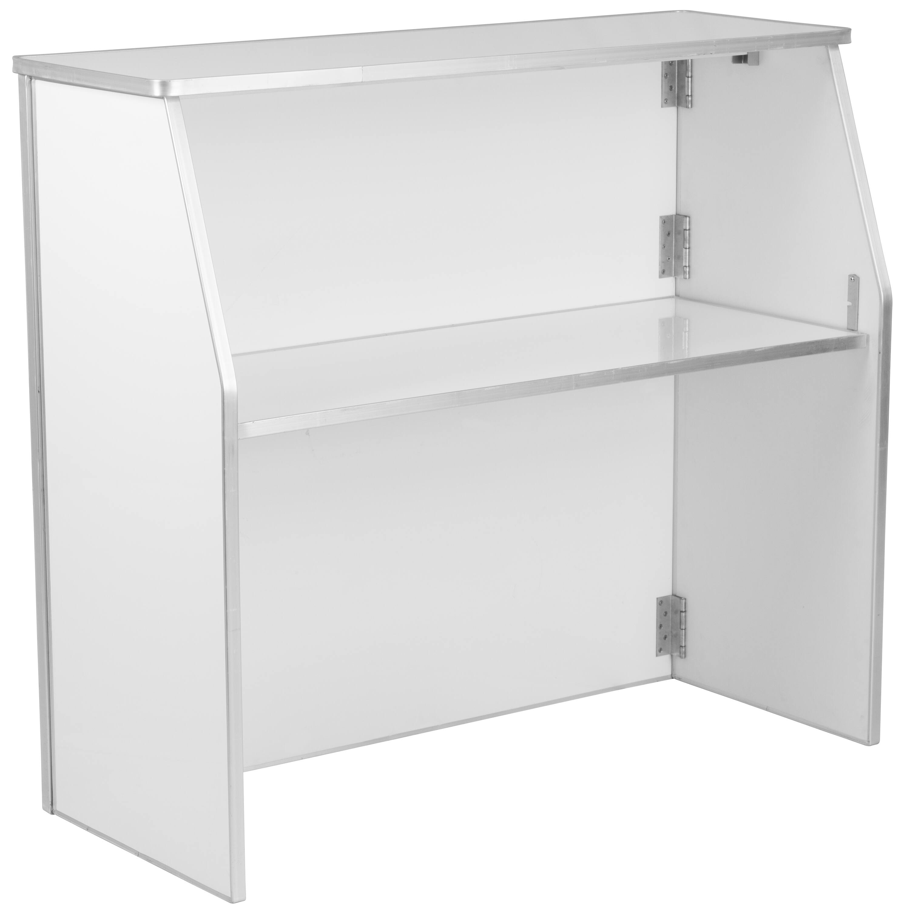Front. Alamont Home - Amara 4' Black Marble Laminate Foldable Bar - Portable Event Bar - Caterer/Bartendar - White.