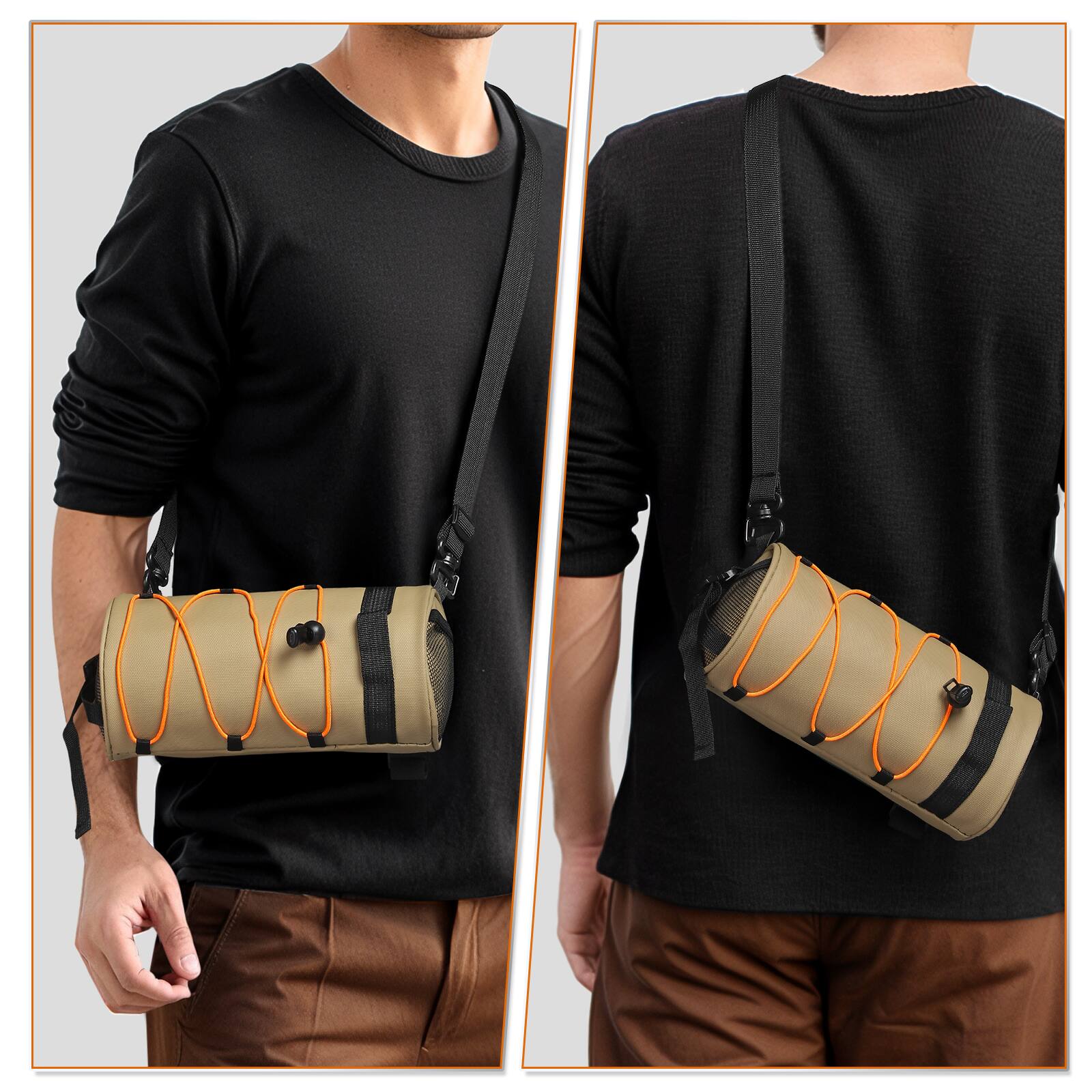 Alt View 5. Unique Bargains - Bike Handlebar Bag 2.5L Front Bicycle Storage Convertible Waterproof w/Shoulder Strap for Road Mountain Bikes Cycling - Brown.