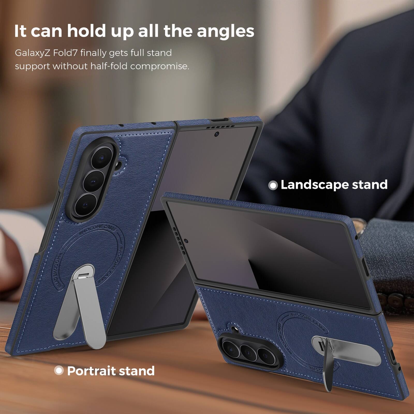 It can hold up all the angles

GalaxyZ Fold7 finally gets full stand support without half-fold compromise.

- Landscape stand
- Portrait stand