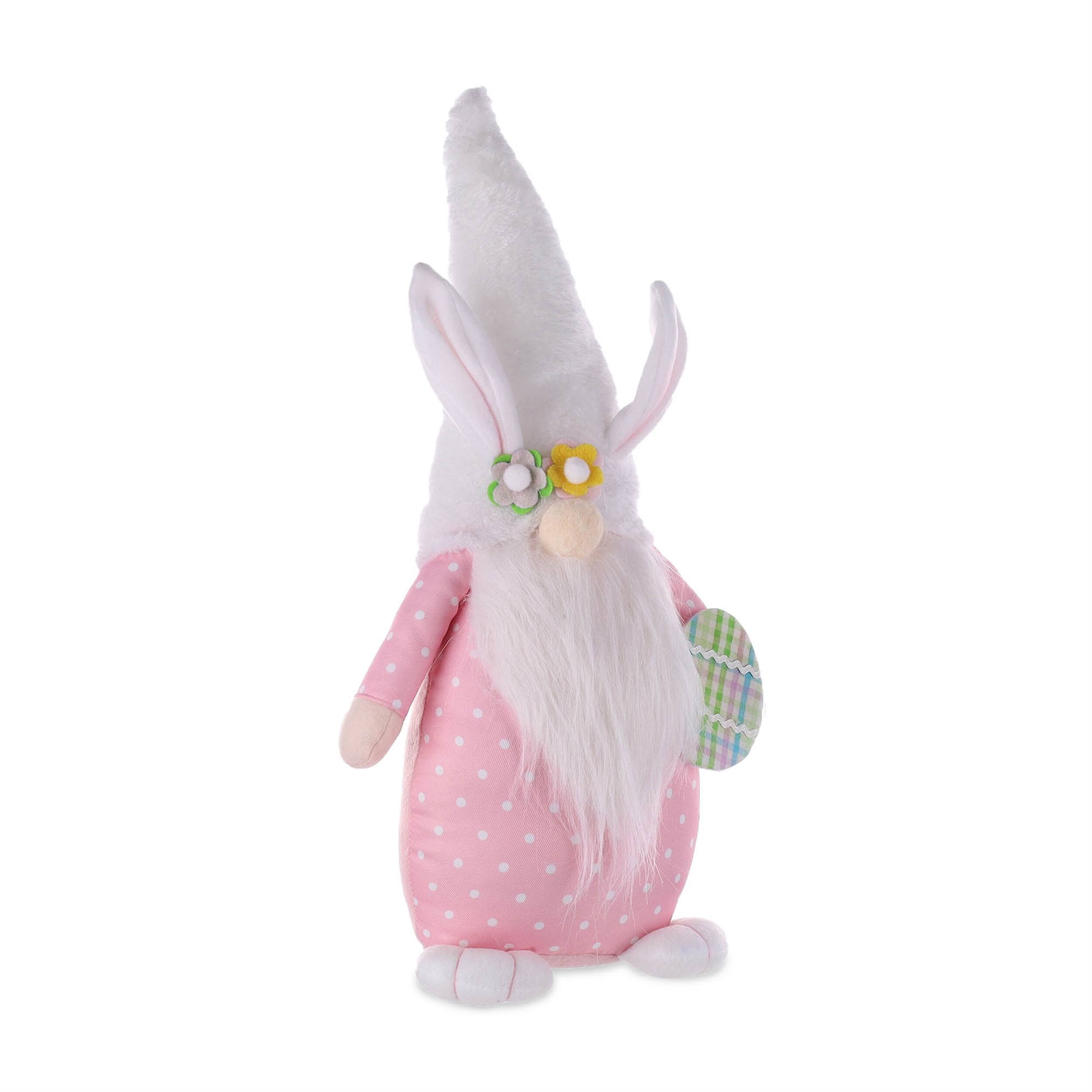 Angle. BreeBe - Plush Easter Bunny Gnome Shelf Sitter (Set of 2) - Pink, Purple.