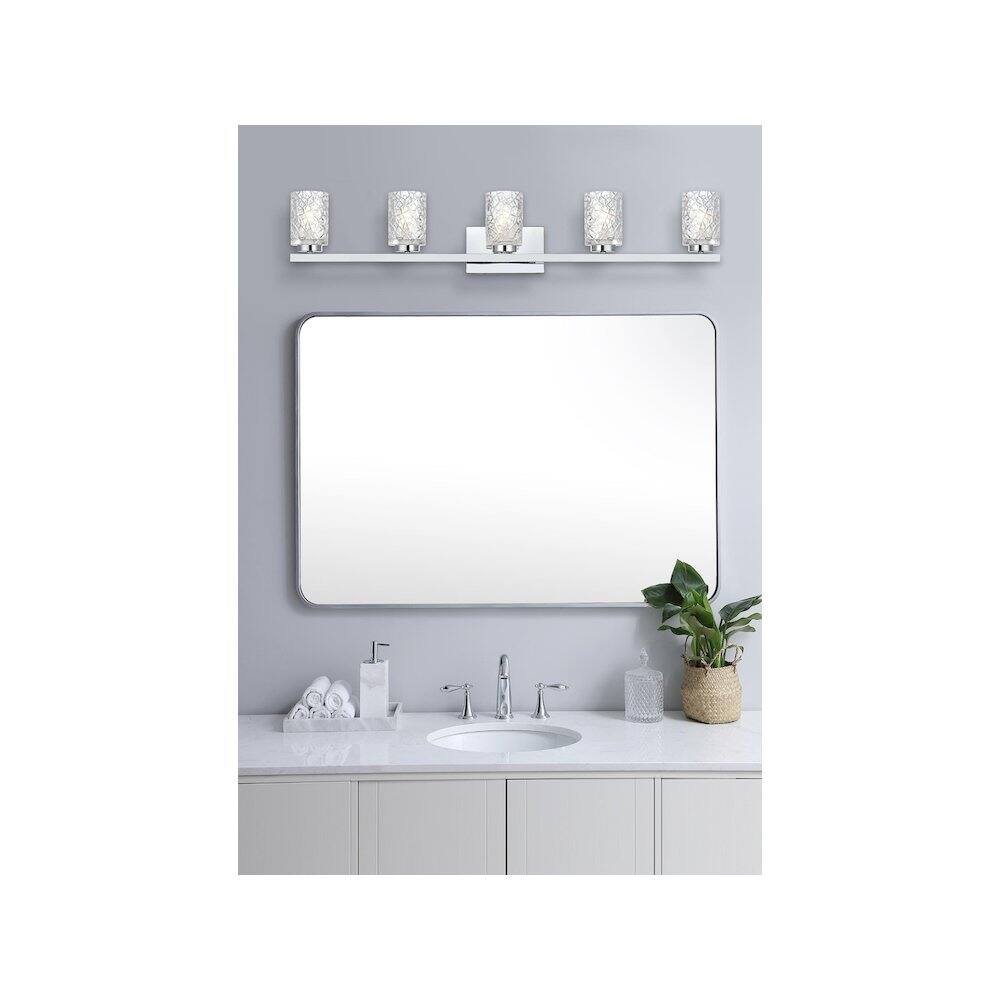 Alt View 4. Living District - Cassie 41 inch Wall Sconce in Chrome - Chrome And Clear.