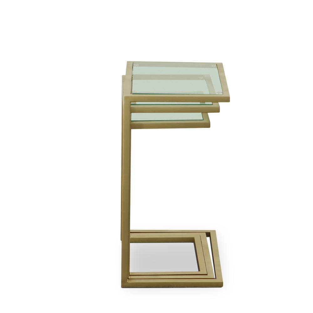 Alt View 6. Carolina Chair & Table - Addison Nesting Table Set - Glass Top - Gold Base - Clear, Gold.