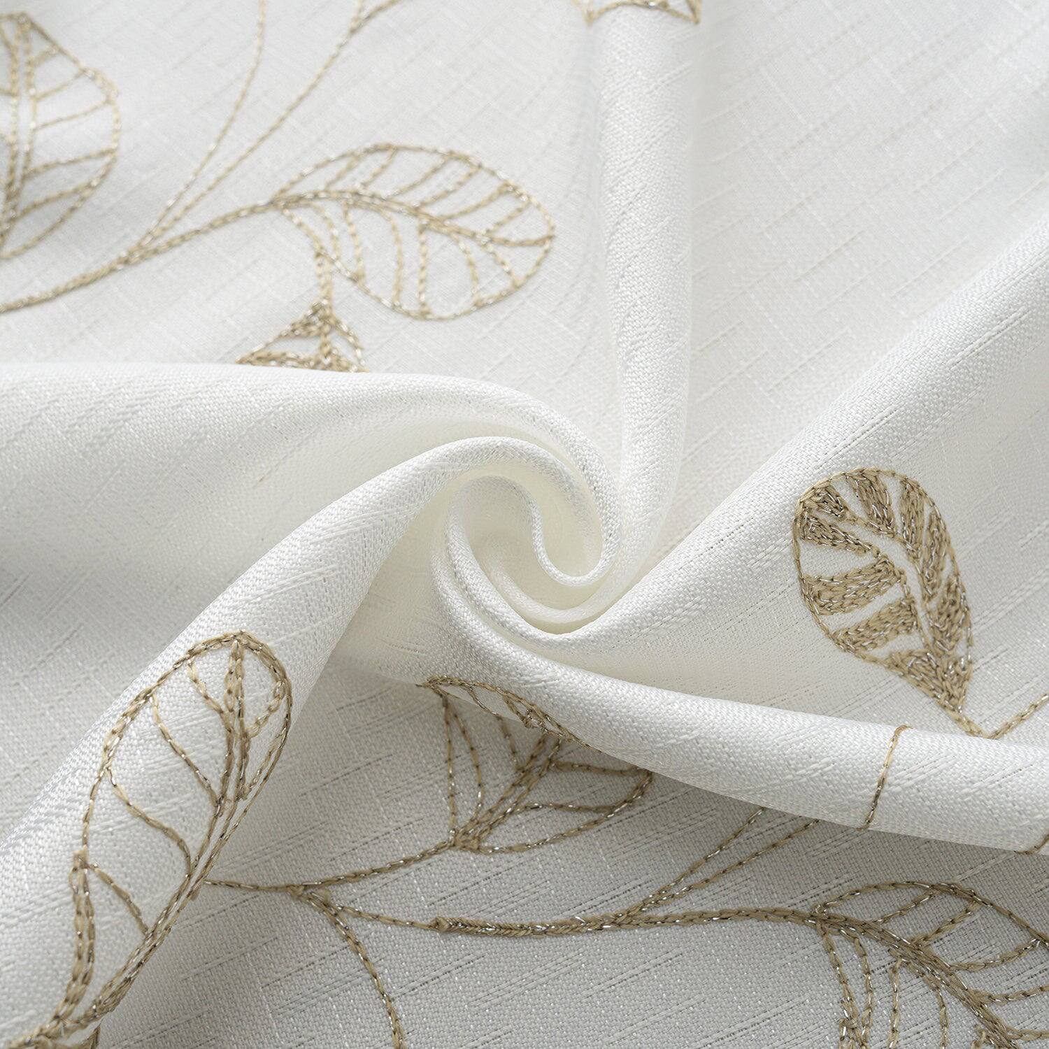 Left. RT Designers Collection - RT Designers Collection 100% Polyester 140 GSM Reed Embroidered Grommet Curtain Panel 54" x 90" White - White.