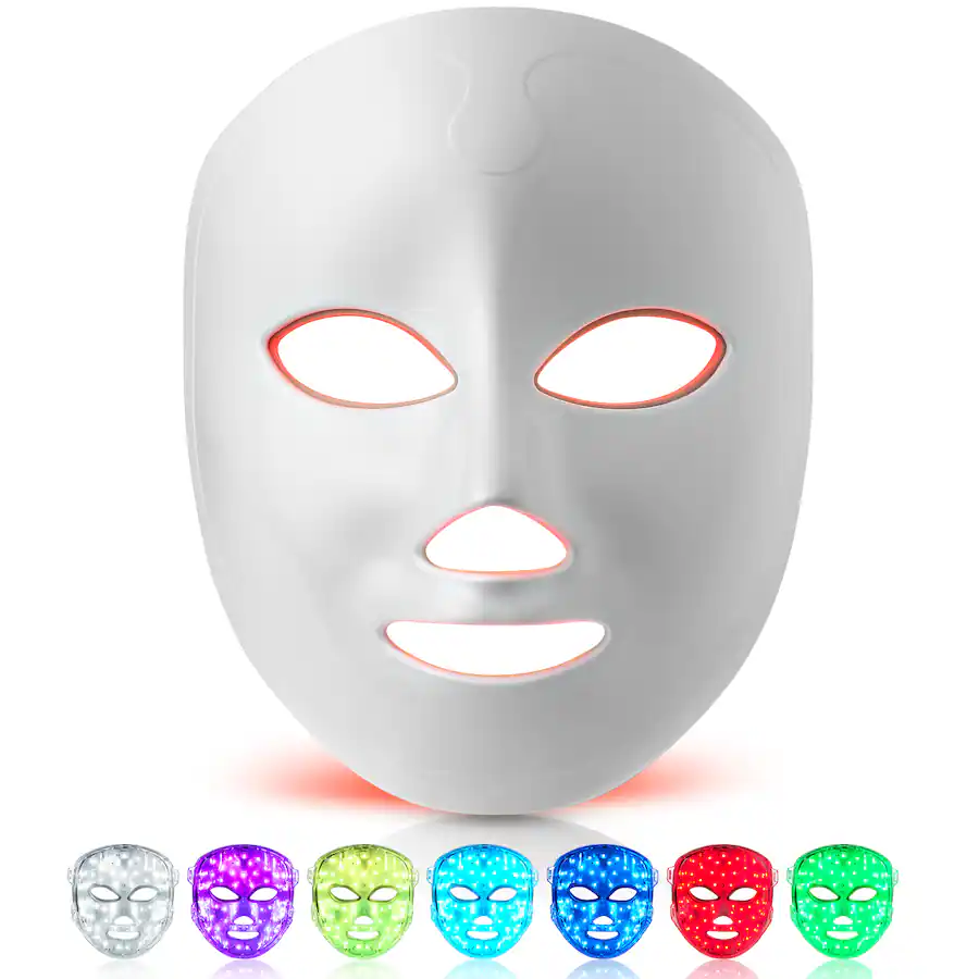 Skin Color Masks Lovery 7 Color LED Light Therapy Facial Mask for Radiant Skin White ...