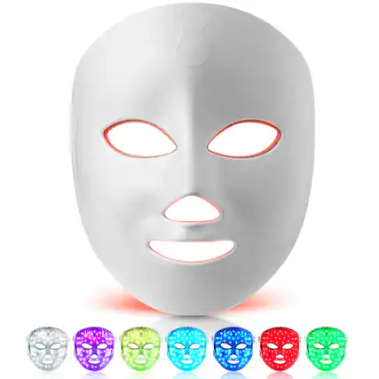 Front. Lovery - Lovery 7-Color LED Light Therapy Facial Mask for Radiant Skin - White.