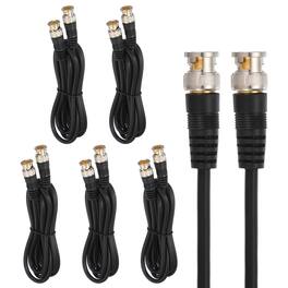 Unique Bargains - 5pcs BNC Male to BNC Male Coaxial Cable 1.5M RG59 75-3 for DVR CCTV Camera Monitor - Black