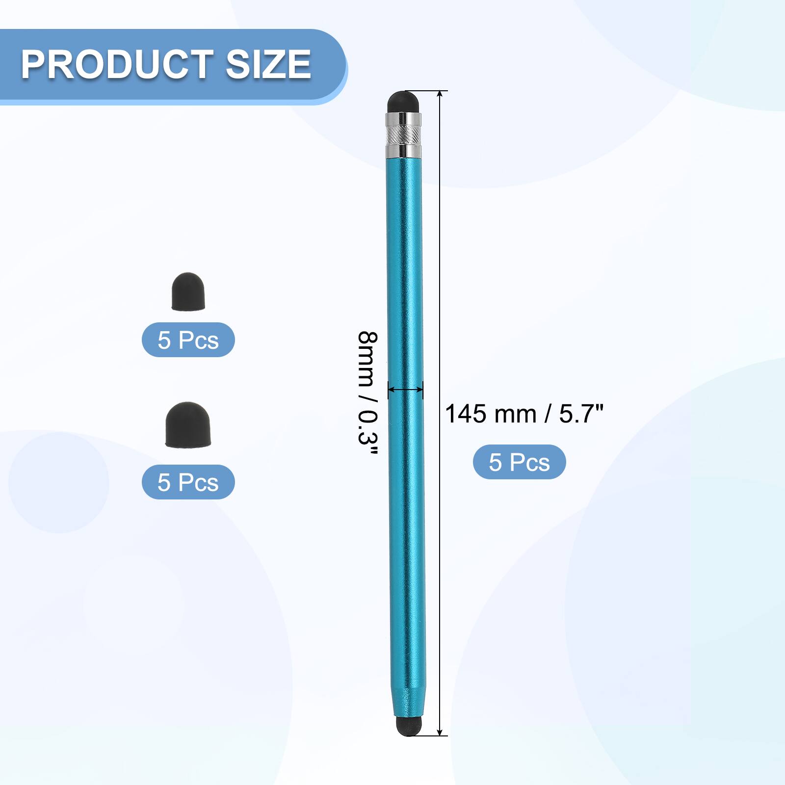 PRODUCT SIZE  
5 Pcs  
8mm / 0.3"  
145 mm / 5.7"  
5 Pcs