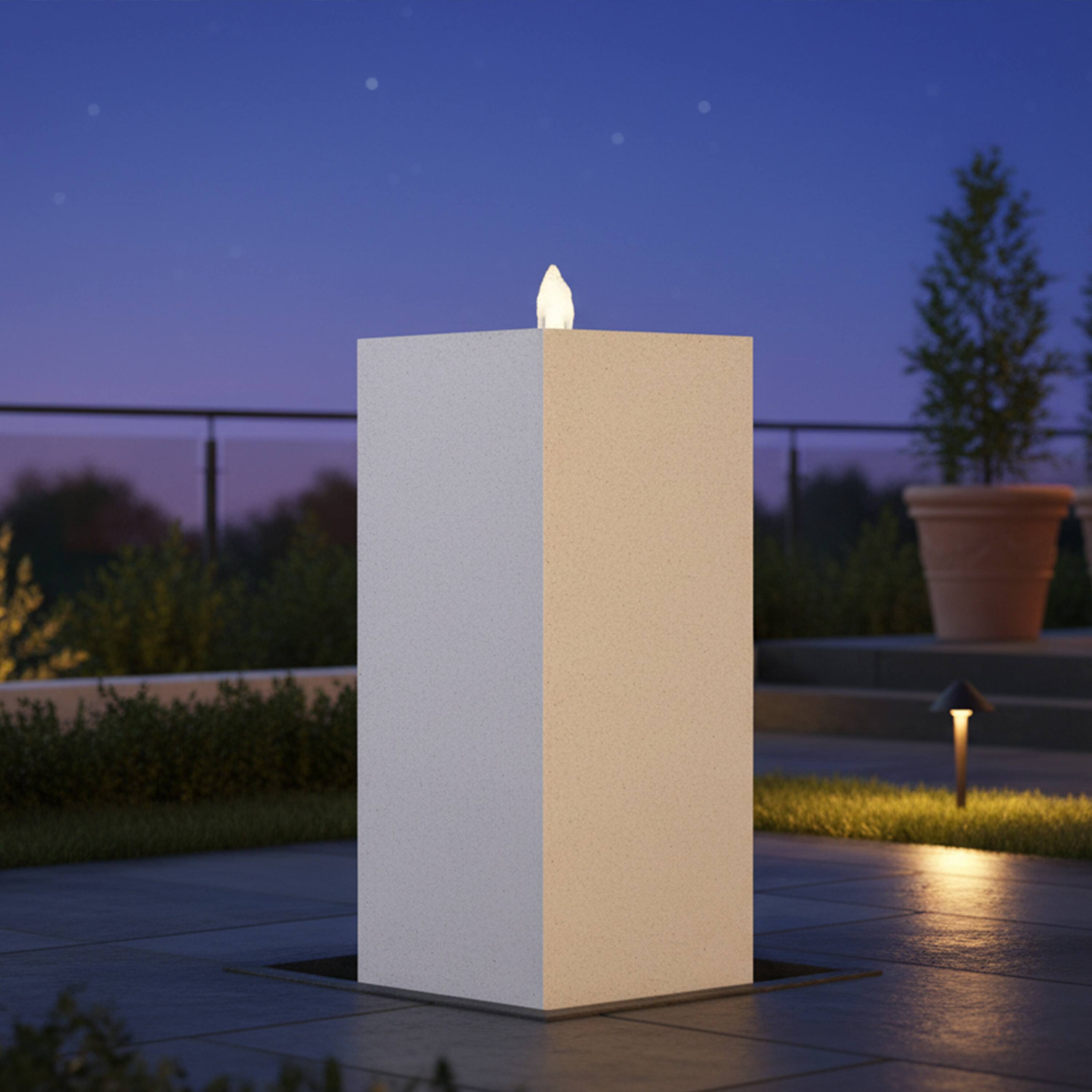 Alt View 8. Sunnydaze - Rectangle Polystone Outdoor Bubble Fountain with LED Light - Fog.