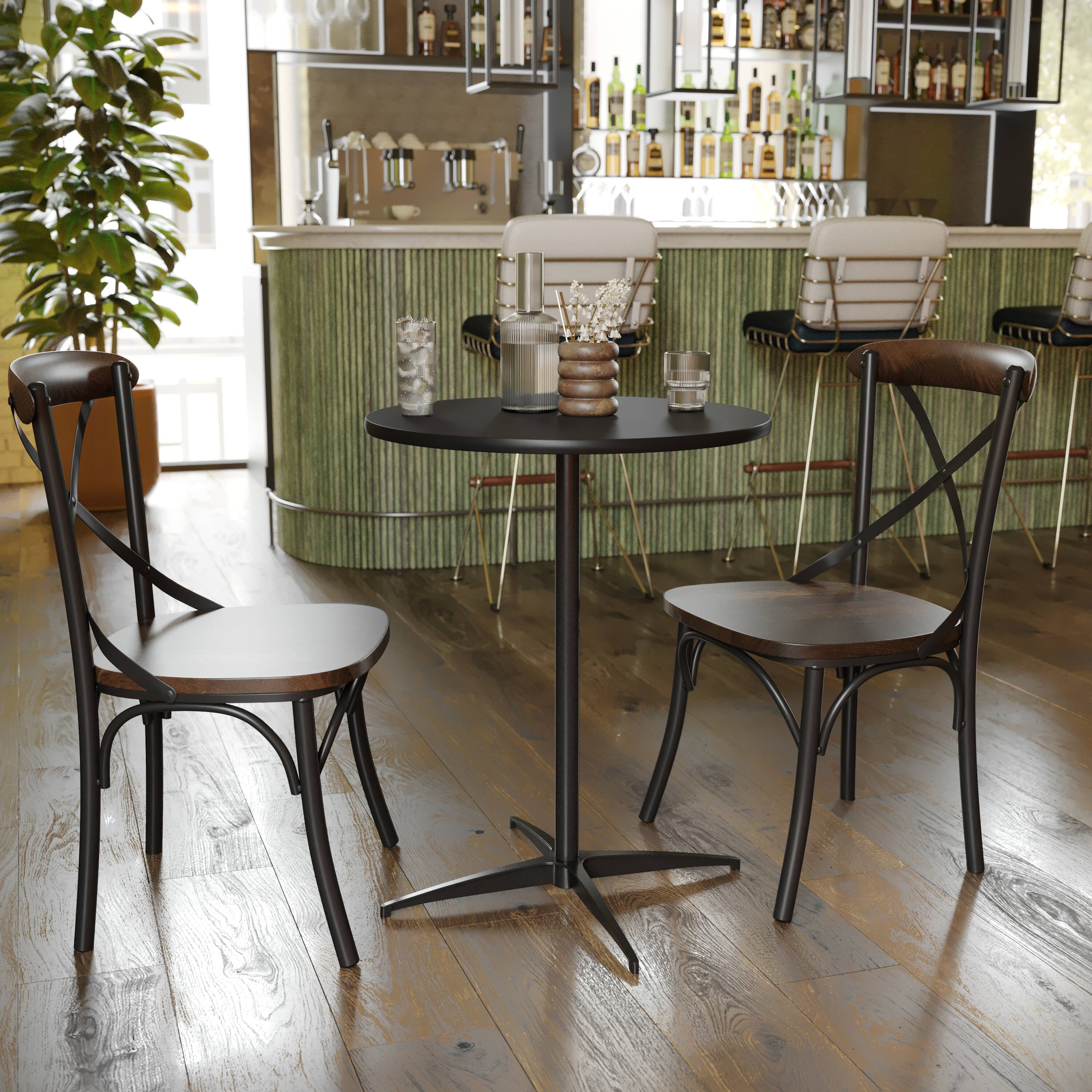 Alt View 1. Flash Furniture - Lars 24'' Round Wood Cocktail Table with 30'' and 42'' Columns, Black - Black.