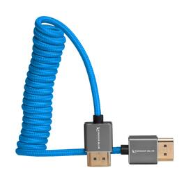 Kondor Blue - 4K Full HDMI to Full HDMI Thin Coiled Braided Cable for On-Camera Monitors, Capture Cards + More