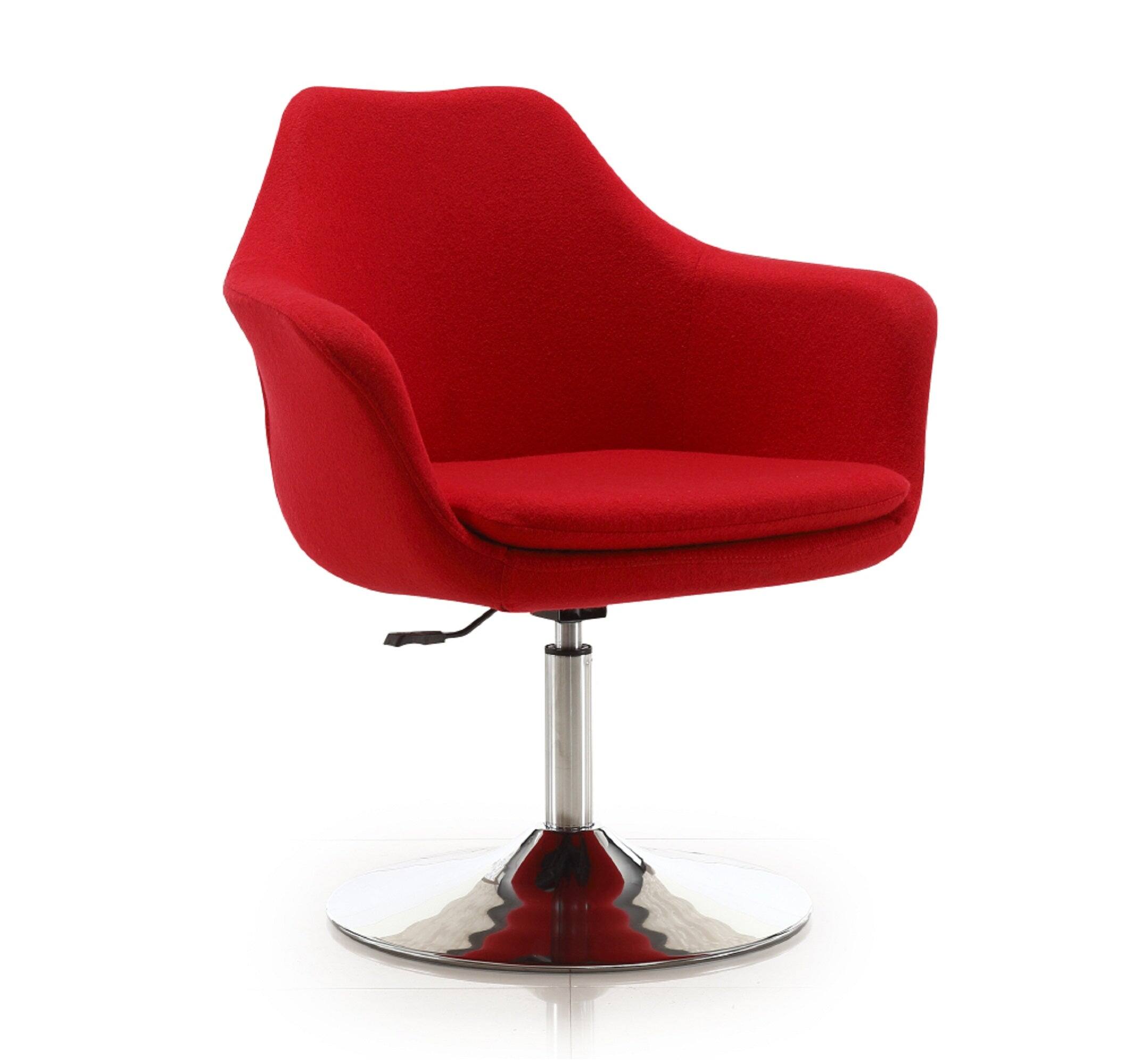 Back. Manhattan Comfort - Kinsey Modern Wool Blend Swivel Lounge Chair - Set of 2 - Red.