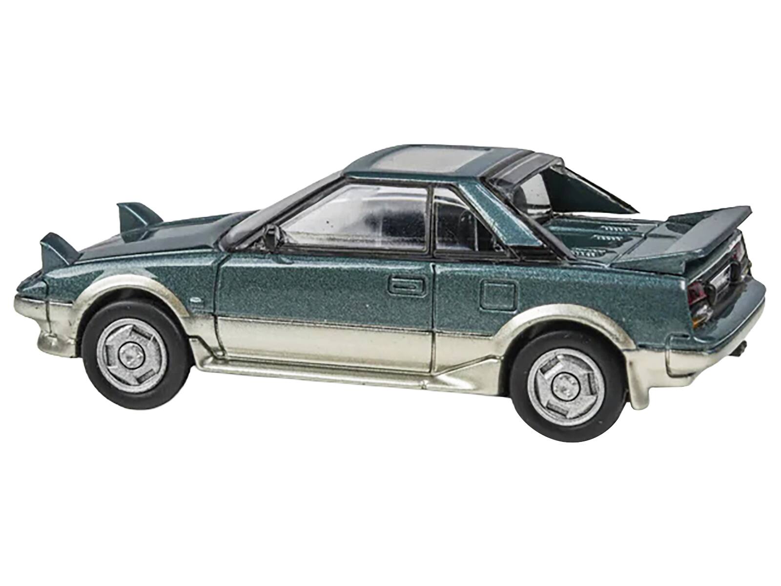Angle. Paragon - 1985 Toyota MR2 MK1 Green Metallic and Gold with Sunroof 1/64 Diecast Model Car by Paragon Models - Green Metallic and Gold.