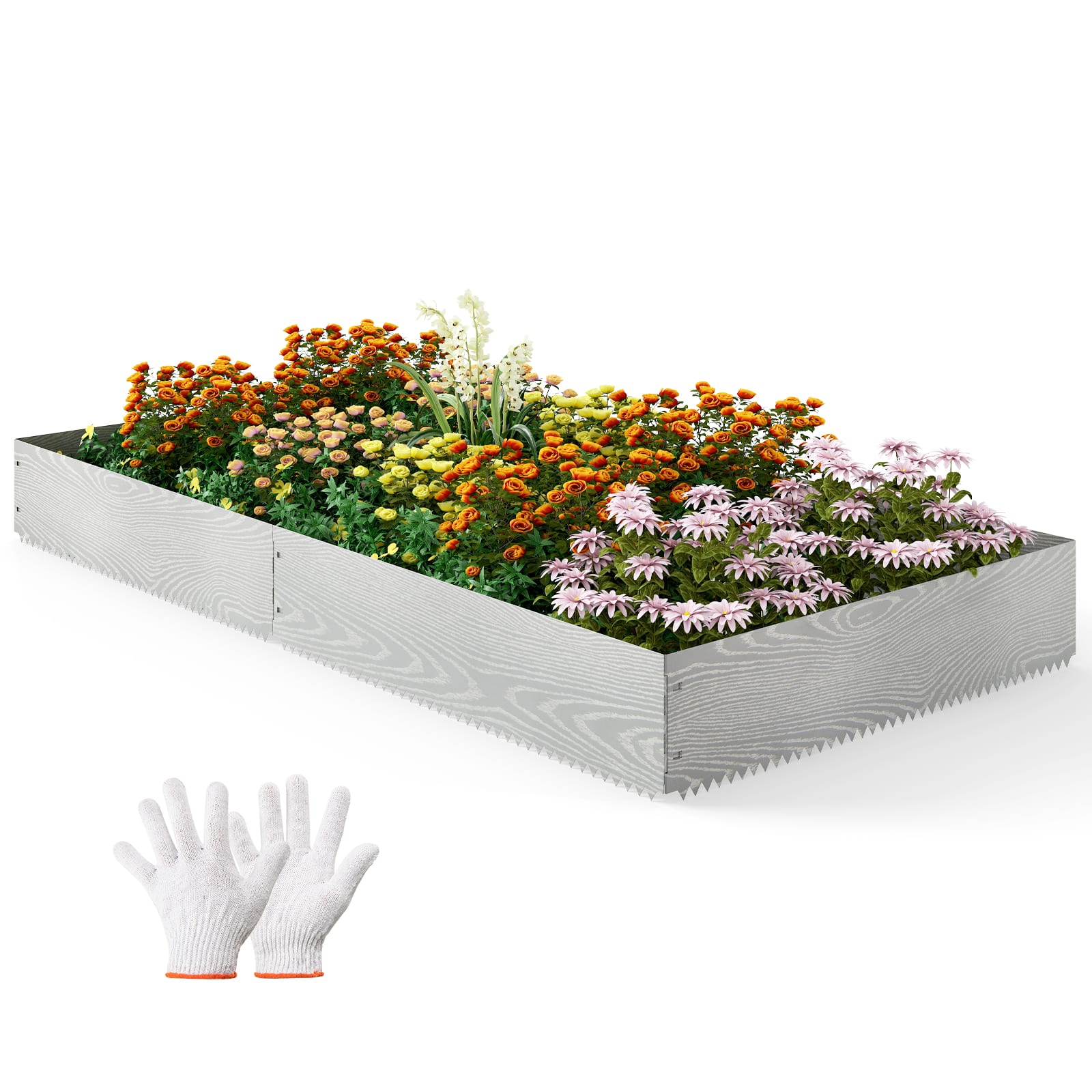 Gymax - 6-Pack 20 FT Galvanized Metal Landscape Edging Heavy-Duty Metal Garden Border - Silver