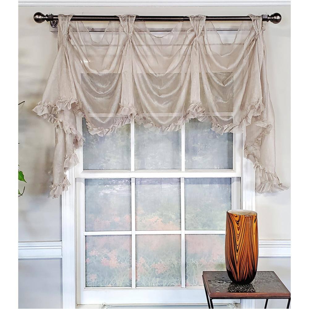 Angle. RLF Home - RLF Home Luxurious Modern Design Classic Sheers Victory Swag 3-Scoop Window Valance 50" x 25" Taupe - Taupe.