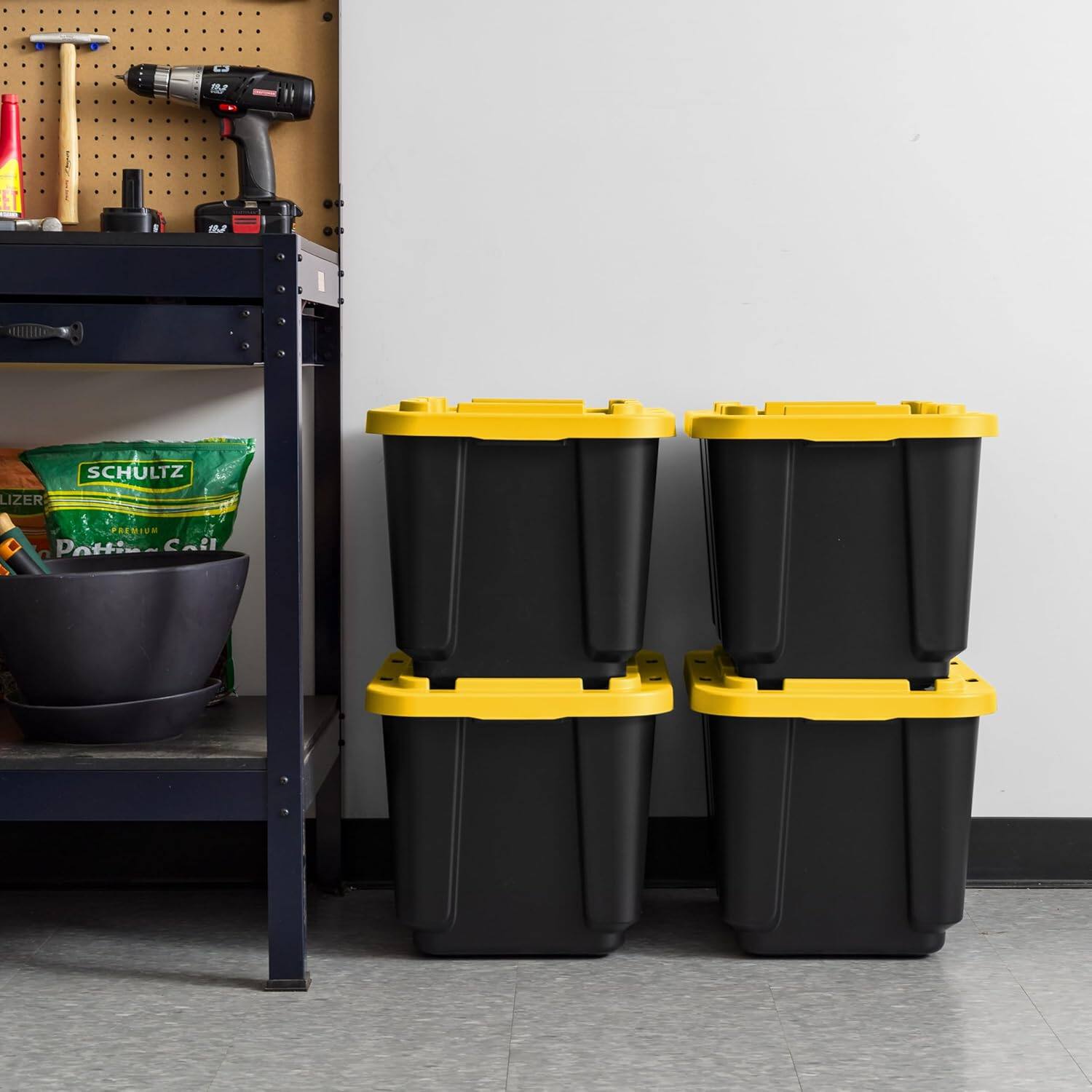 IRIS USA 11.5Gal/46Qt 4 Pack All Weather Heavy Duty Stackable Storage ...