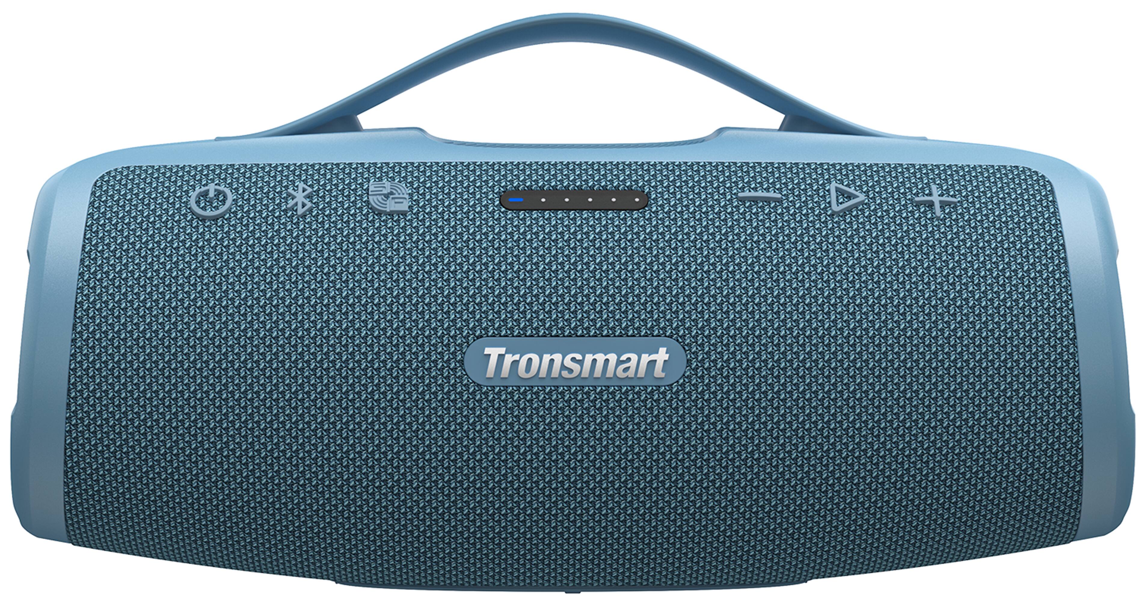 Angle. Tronsmart - Mirtune S100 Portable Bluetooth Outdoor Speaker, Powerful 50W Sound and Enhanced Bass, 20H Playtime, IPX7 Waterproof - Blue.